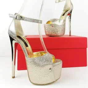 Ankle Strap Gold Metallic Platform Heels