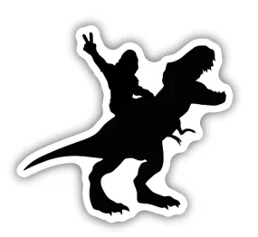 Bigfoot Riding Trex Vinyl Sticker Decal