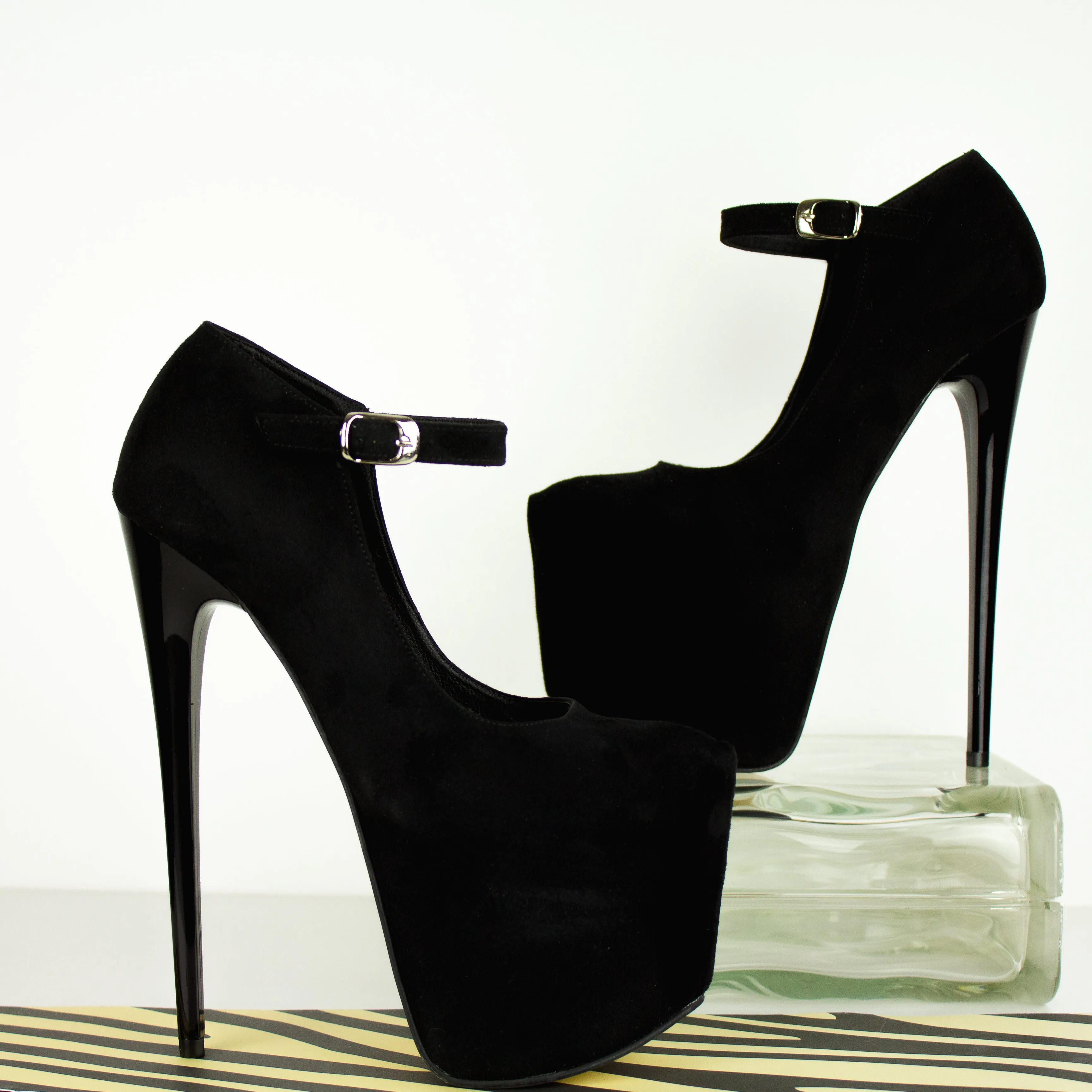 Black Suede Mary jane Suede High Heels