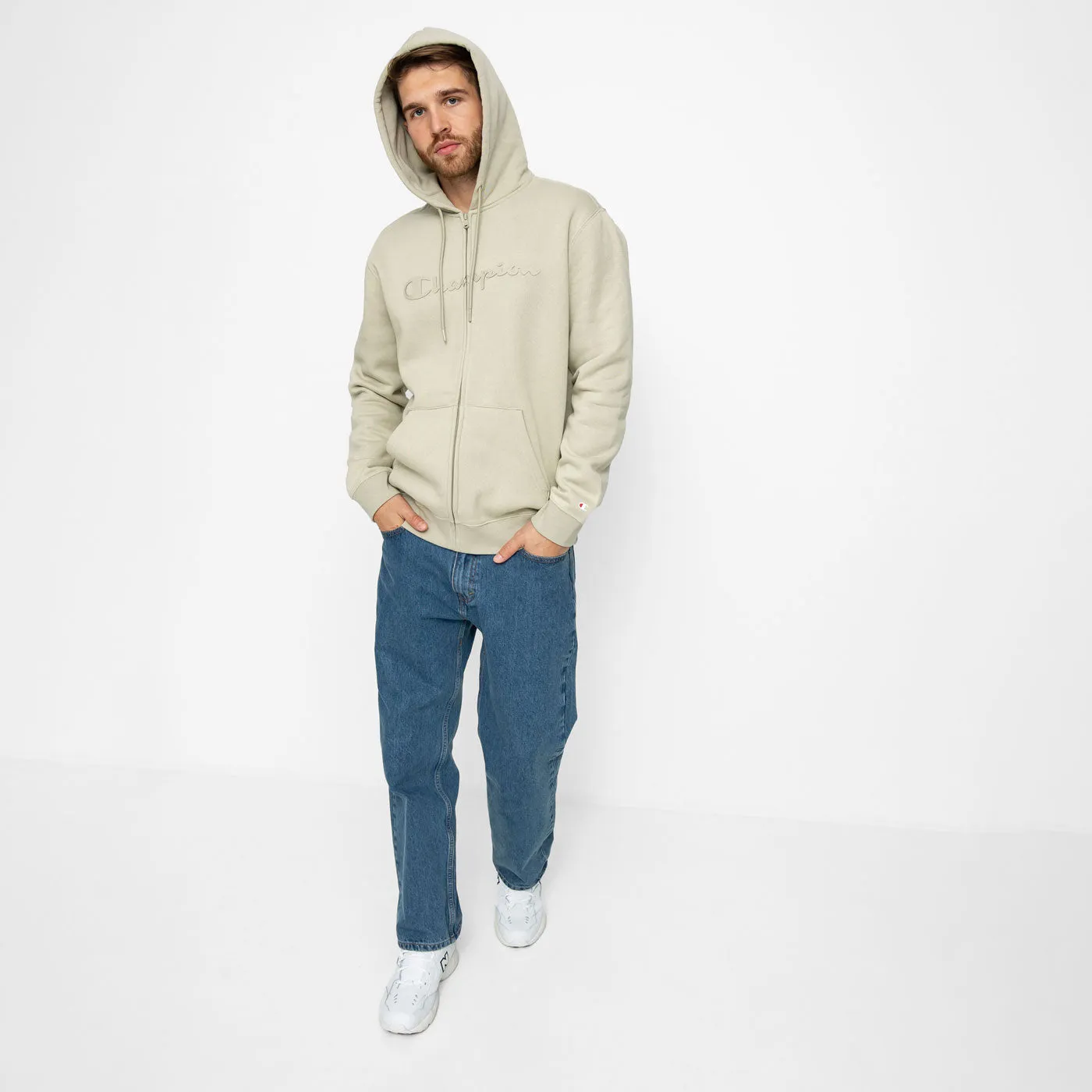 Champion Hoodie Full Zip Sweatshirt 217929 Beige