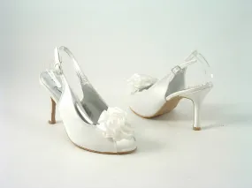 Glitz Shoes Occasions Ivory Satin Peep Toe Slingback