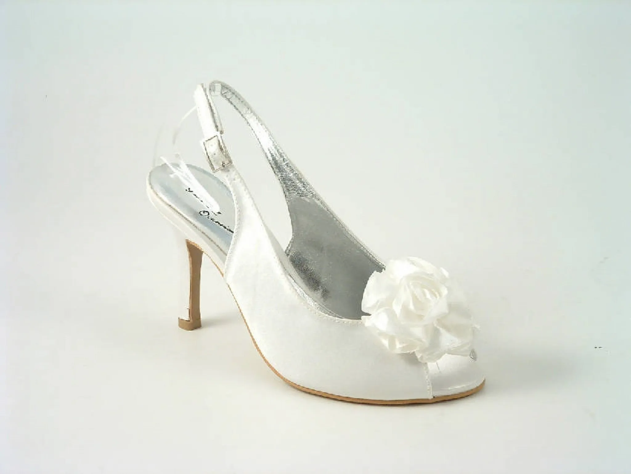 Glitz Shoes Occasions Ivory Satin Peep Toe Slingback