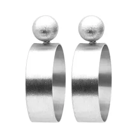 Sheila Fajl Mini Elizzie Front Facing Statement Hoop Earrings in Brushed Silver