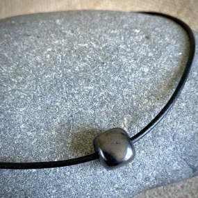 Shungite Necklace for Child, Rounded Square Bead, Strong Magnetic Clasp