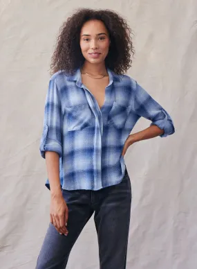 Split Back Button Down - Indigo Heather  Plaid