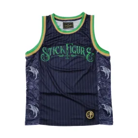 Stick Figure Pinstripe Embroidered Jersey