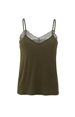 YAYA Lace strappy top d.army w jersey body