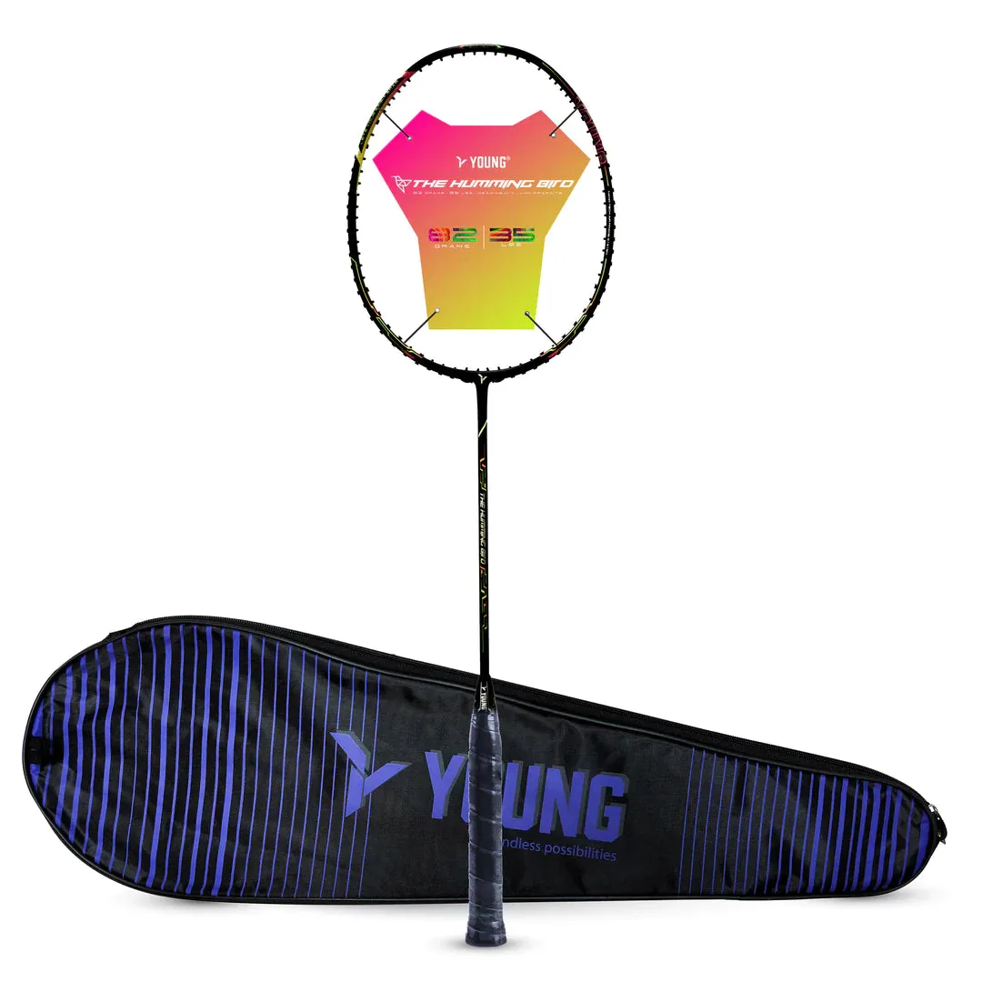 Young The Humming Bird Badminton Racket (Unstrung) | Black/Green/Red